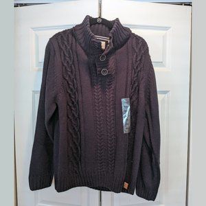 NWT - Men's chunky knit sweater with button collar